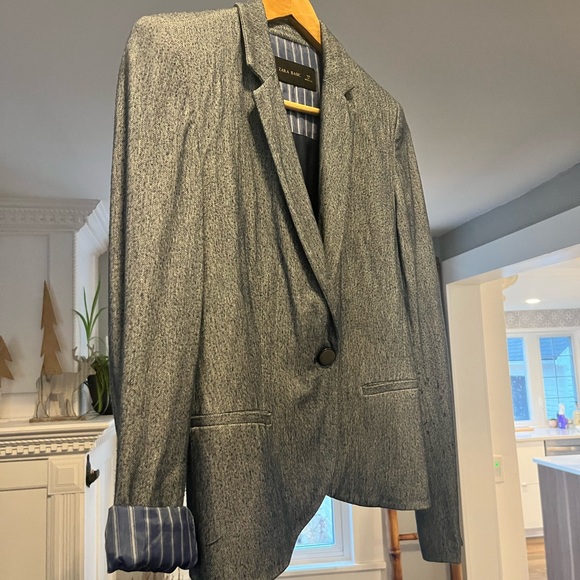 ZARA BASIC one button lined blazer petite M - Picture 7 of 12